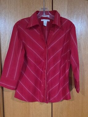 Antilia Femme Red Striped Button-Down Shirt